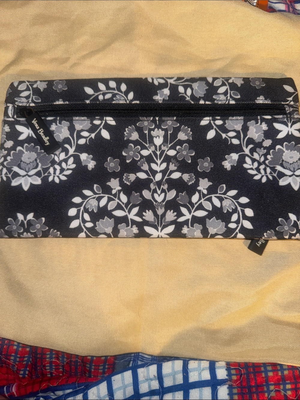 Vera Bradley Navy and White Floral Zip Cosmetic Pouch